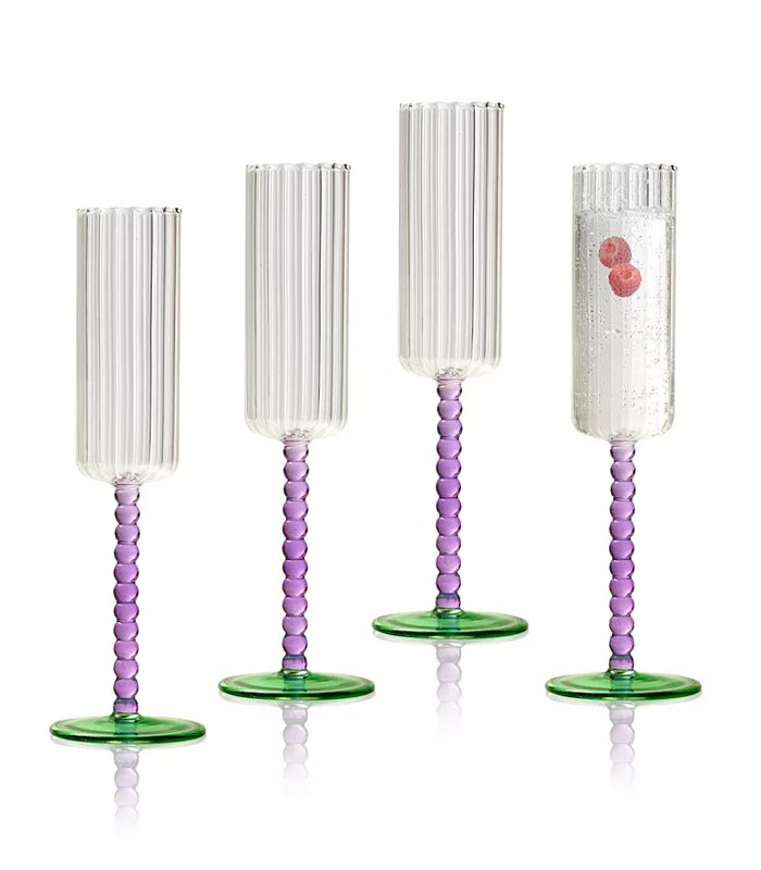 Ensemble de 4 flûtes Mardi Gras