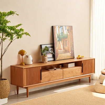 Japanese style design sense solid wood TV cabinet