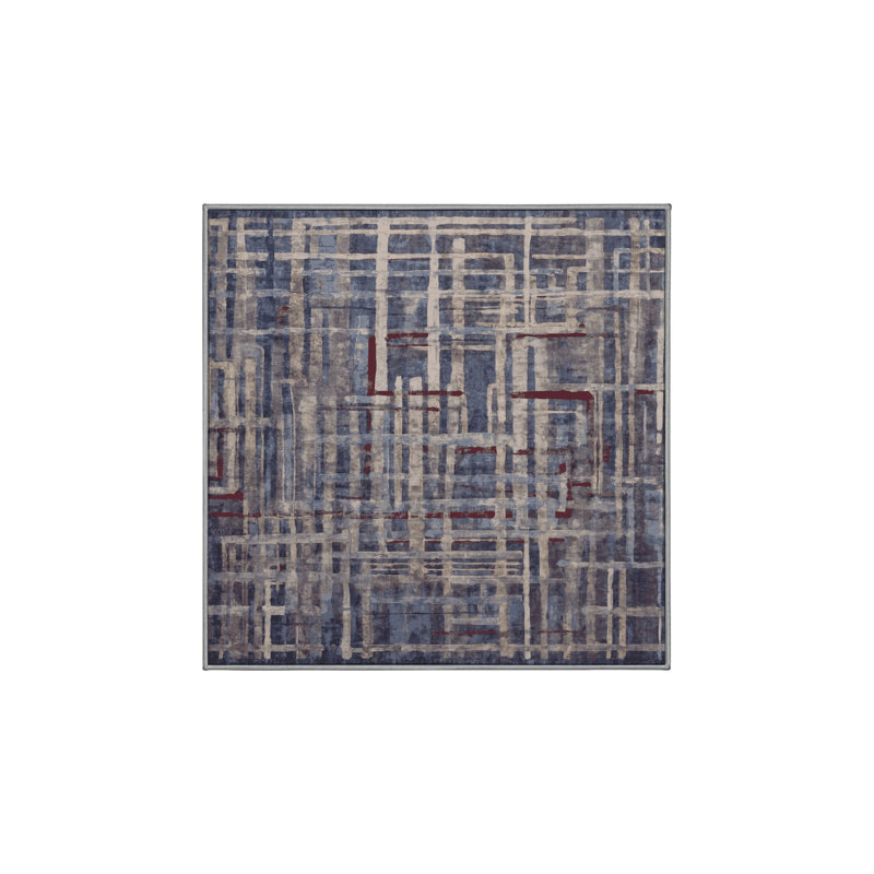 Machine Washable Gray Area Rug, Square 8'