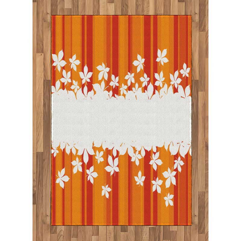 Orange High Density Long Fiber Poly Threads Decorative Area Rug Carpet, Rectangle 4' x 5'8"