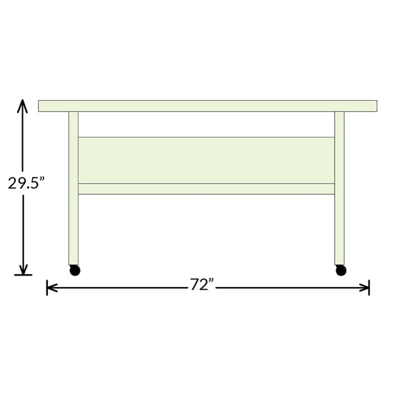 Training Rectangle Flip Top Training Table with Casters and Modesty Panel and Cable Management, 29.5" H x 72" L x 24" W