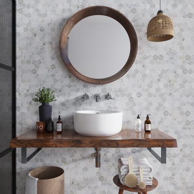 Apollo Harbor 12" x 12" Marble Honeycomb Mosaic Wall & Floor Tile