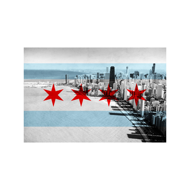 Chicago City Flag (Downtown Skyline) - Wrapped Canvas Print, 152.5 cm H x 101.5 cm W
