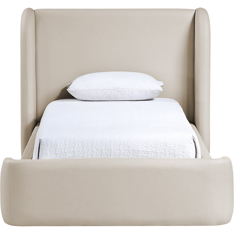 Lit tapissier en cuir Diorio Vegan, Simple, Taupe Vegan Leather