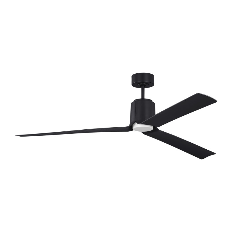 Ventilateur de plafond intérieur Trant avec tige filetée, pales en ABS noir minuit et télécommande portable