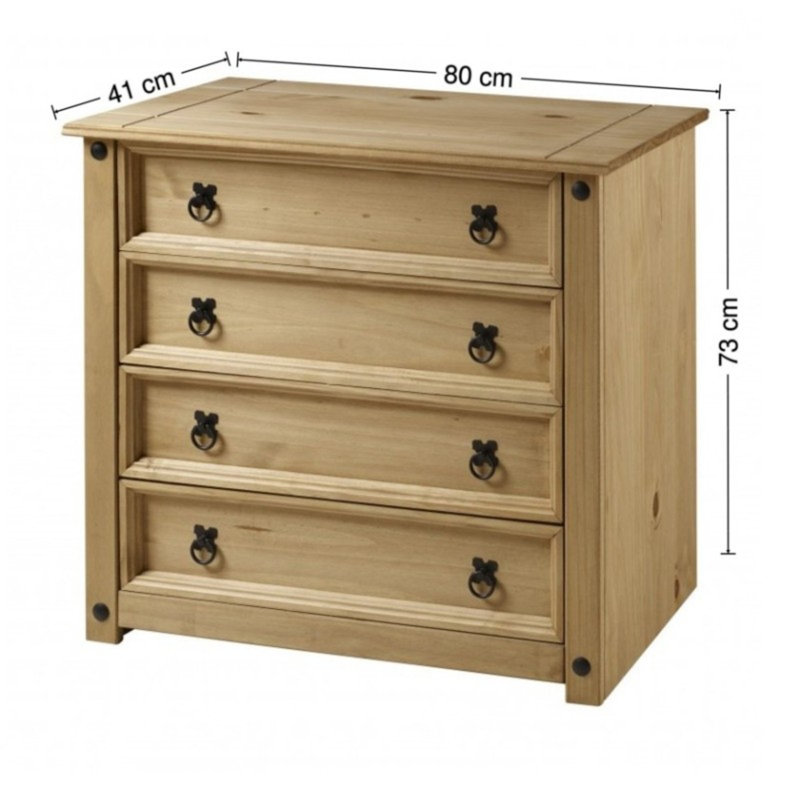 Bridewell 80cm W 4 - Drawer Chest of Drawers, Antique Wax