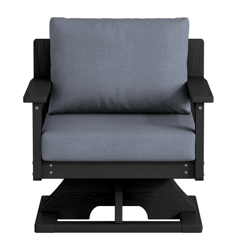 Swivel Patio Chair with Premium Cushion - Outdoor Rocking Chair for Ultimate Comfort, Black