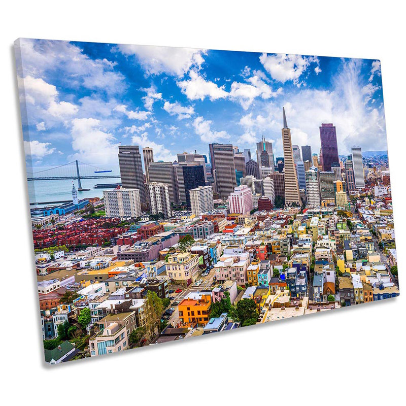 San Francisco Skyline City - Wrapped Canvas Art Prints, 91.4cm H x 137.2cm W x 4cm D