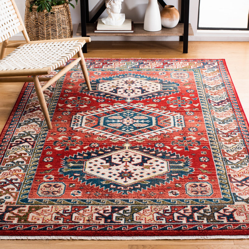 Kallie Oriental Blue/Ivory/Red Area Rug, Rectangle 5'1" x 7'5"