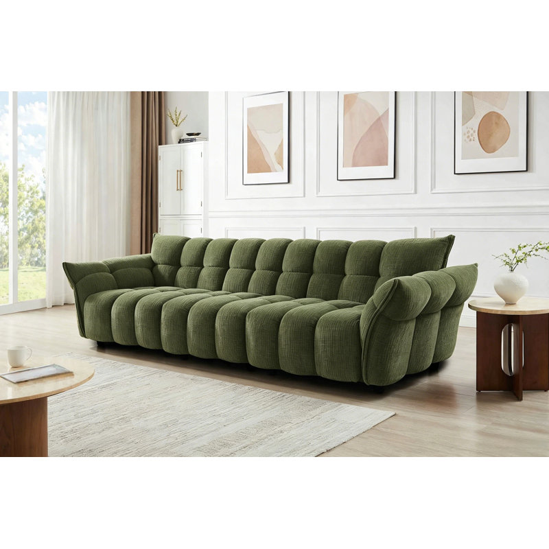 93.7" W Upholstered Modular Sofa, Green, 4