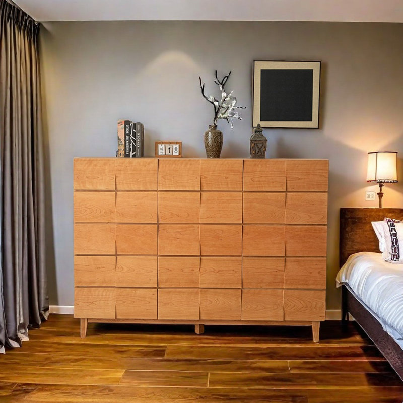 Commode d'appoint avec rangement en bois de cerisier moderne
