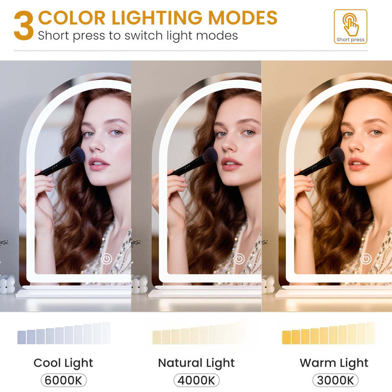  Miroir de maquillage lumineux, miroir de coiffeuse avec lumières Hollywood, 30 po x 26 po