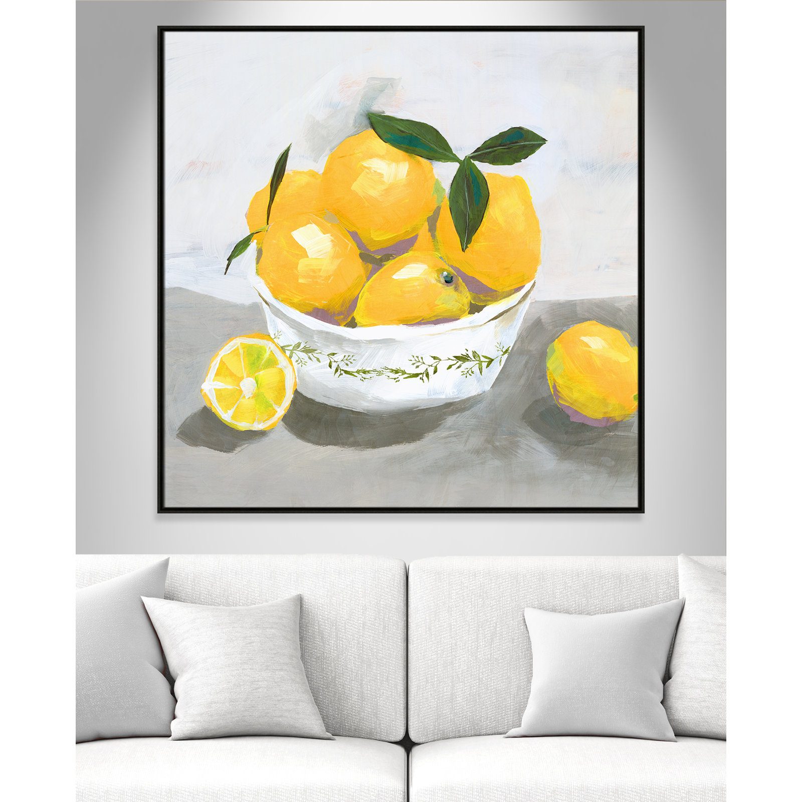 Hayons "Lemons" Painting by Isabelle Z, 46.5" H x 46.5" W x 2" D, Espresso Framed Canvas