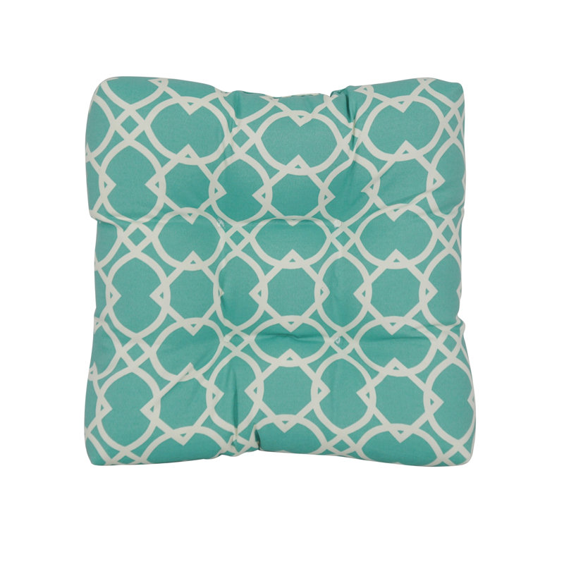 19-Inch Square Outdoor Tufted Dining Chair Cushions (Set Of 2), Blue/Elipse Pool Geometric