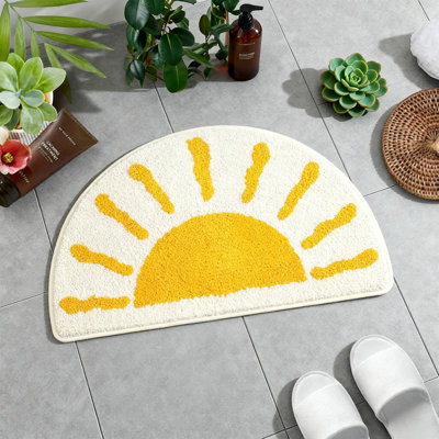 Tapis de bain demi-cercle en microfibre Boho