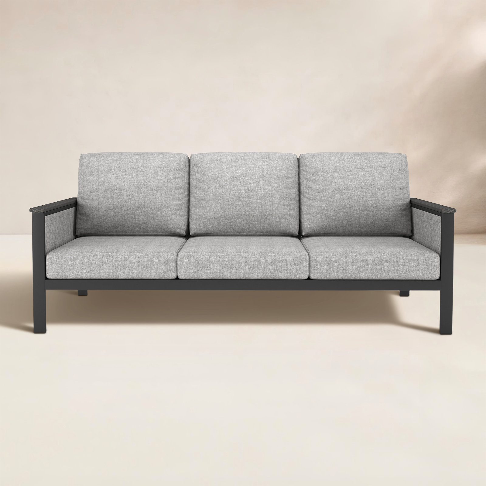 Townsend 80" Sunbrella® Patio Sofa, Canvas Granite, Black/Canvas Granite