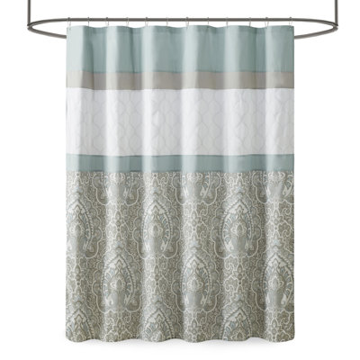 Imprimé et brodé, 72 po x 72 po, microfibre, 1 pièce, rideau de douche, écume de mer, motif brodé