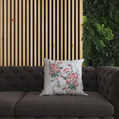 Oreiller réversible floral intérieur / extérieur Rosemary Rosebuds