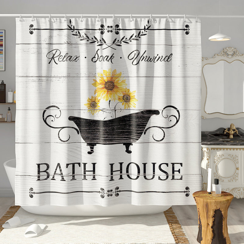 Ensemble de rideau de douche en polyester 13 pièces + crochets