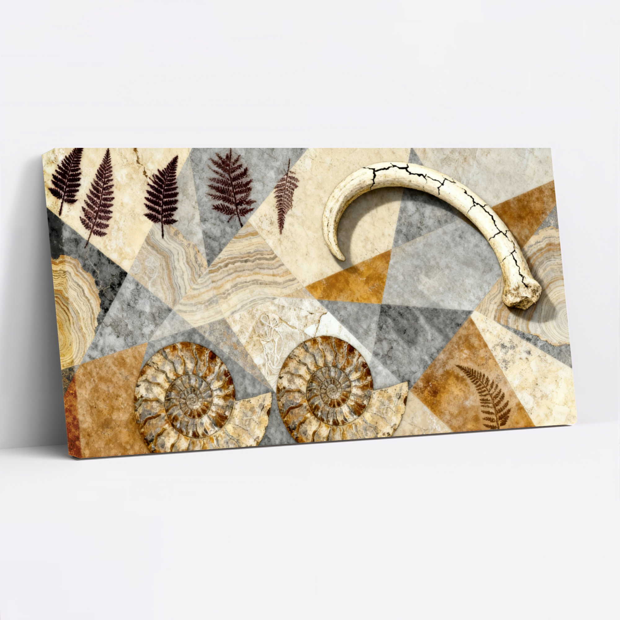 Geometric Fossil Pattern Wrought Studio™ Fossil And Fern Pattern Abstract Geometric Canvas ...