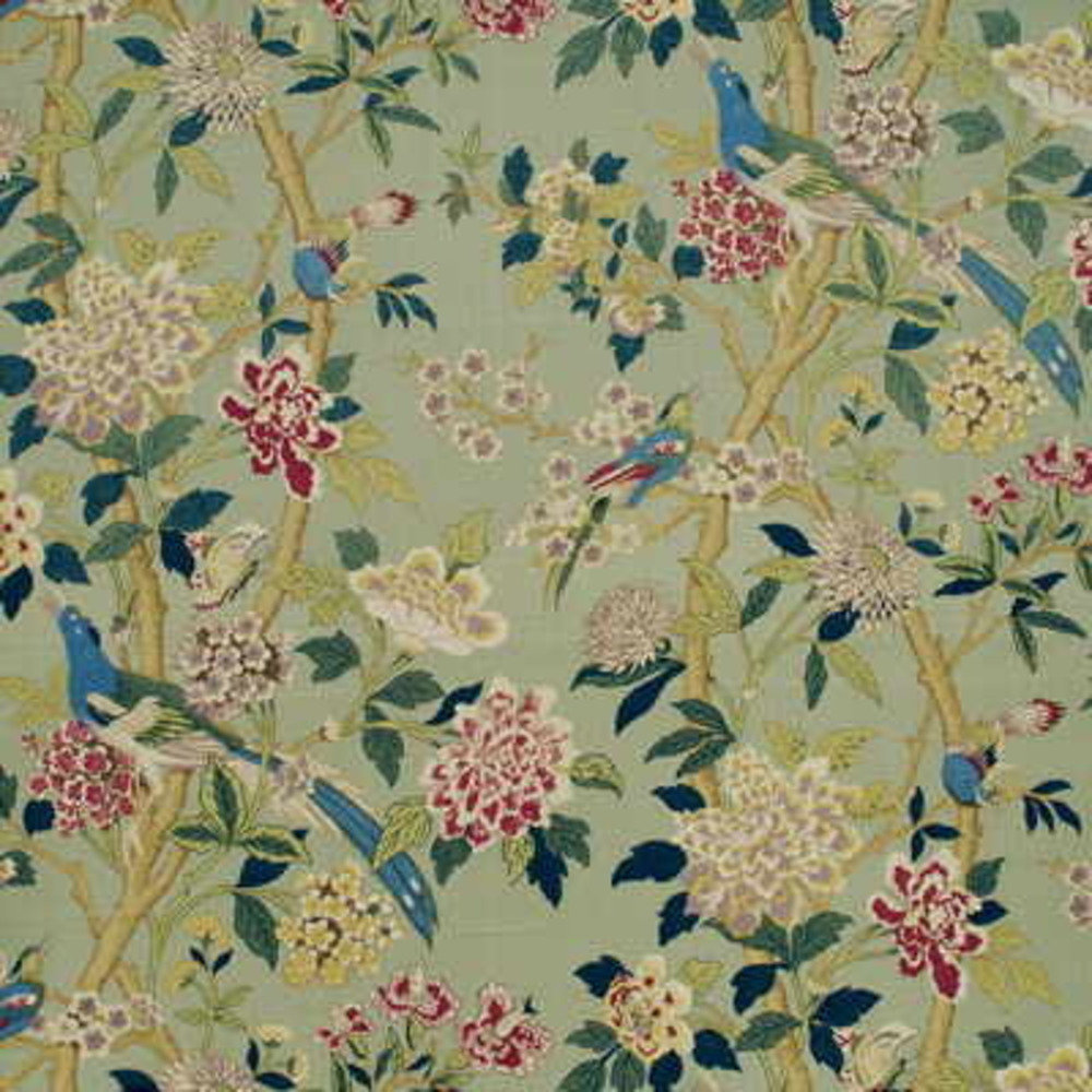 GP & Baker Hydrangea Bird Linen Fabric Perigold