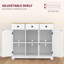Buffet avec comptoir en bois massif, armoire de rangement de cuisine moderne, armoire à café avec 3 tiroirs, portes et tablette réglable, blanc vieilli-1930362776