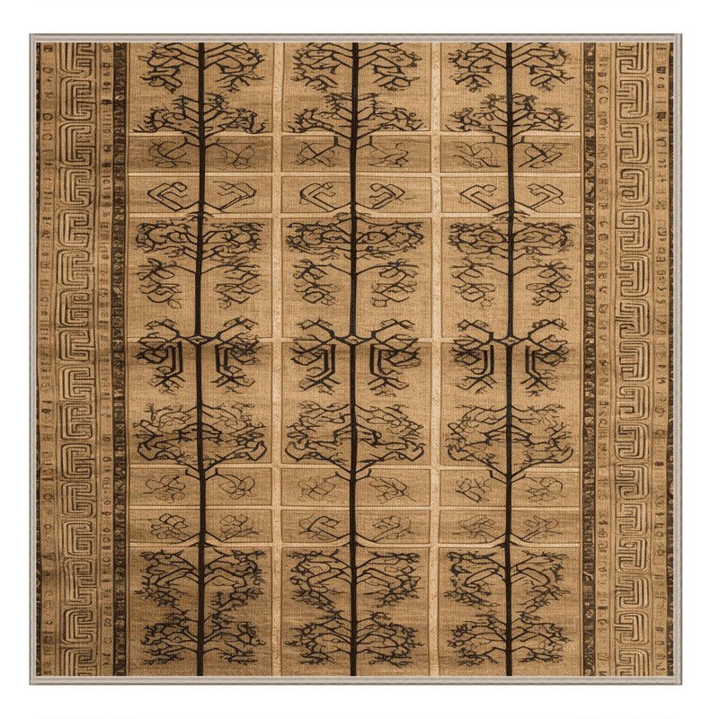 Tapis art déco brun lavable à la machine, Carré 3 pi