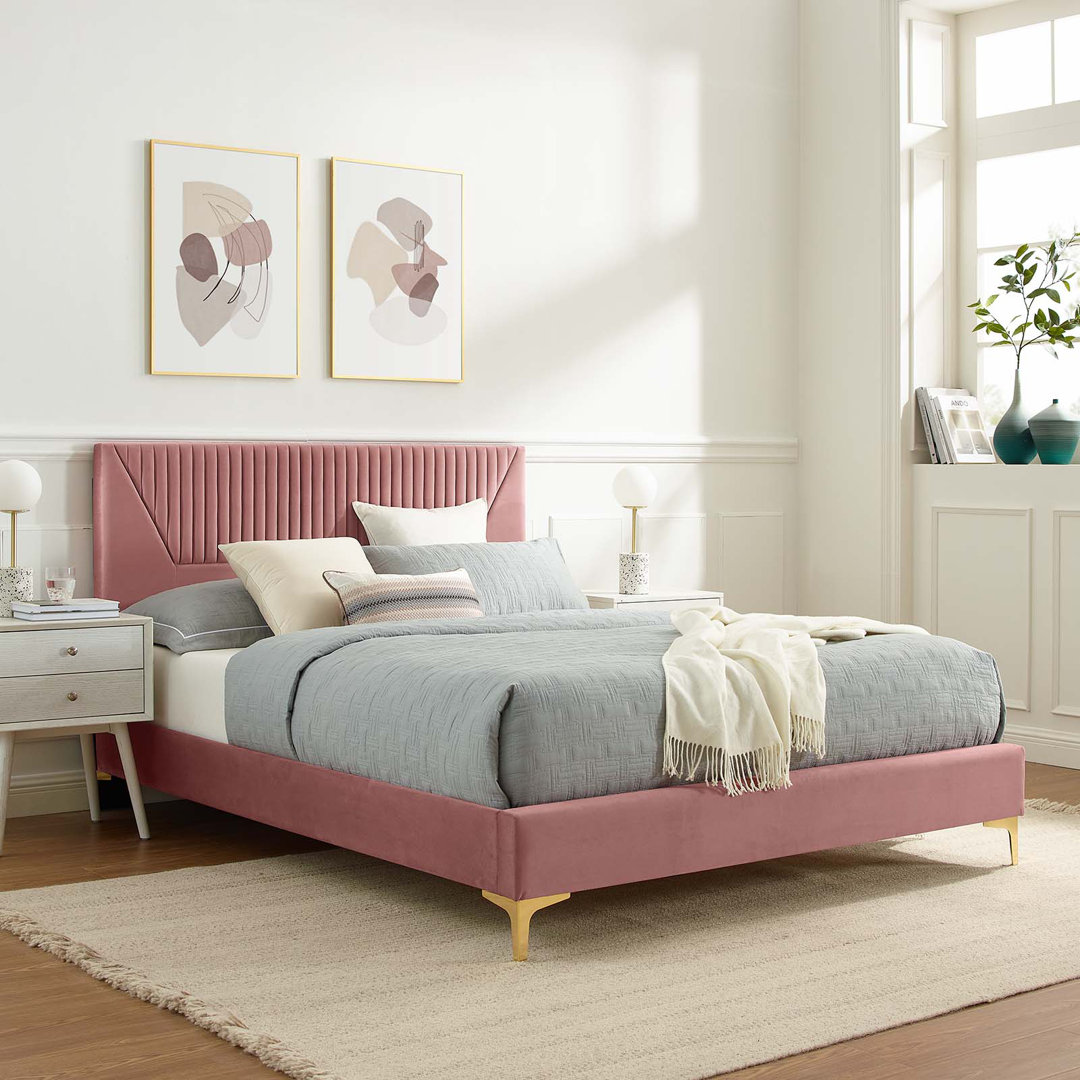 Modway Yasmine Channel Tufted Performance Velvet Platform Bed Modway 