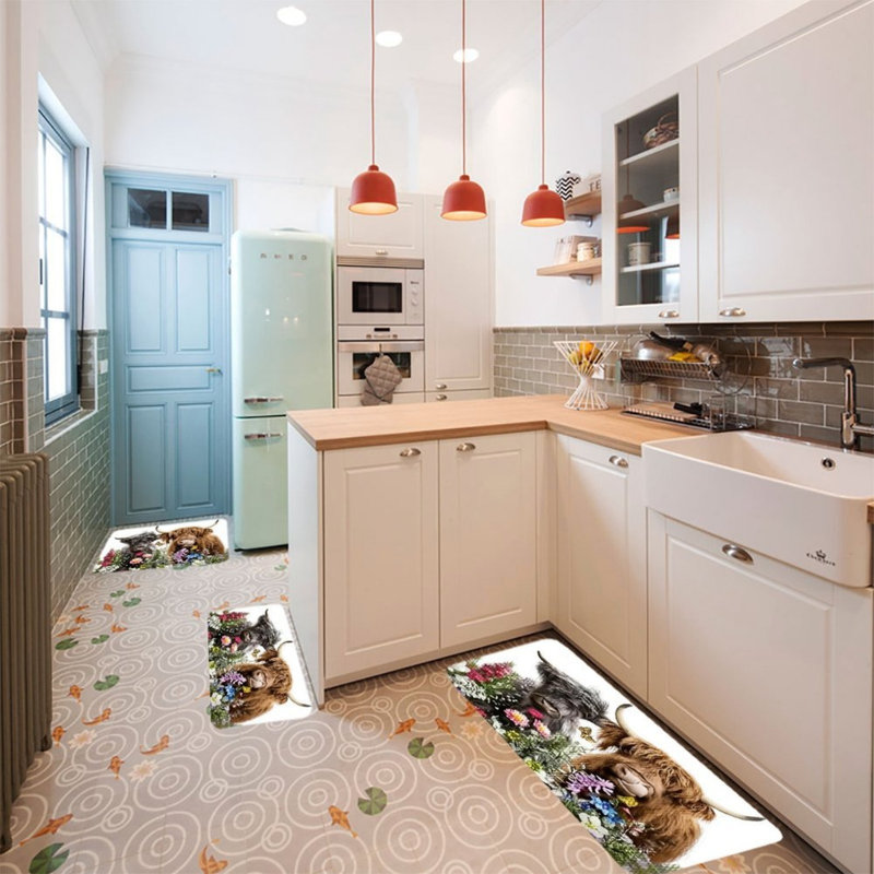 Ensemble de 3 tapis de cuisine Highland Cow
