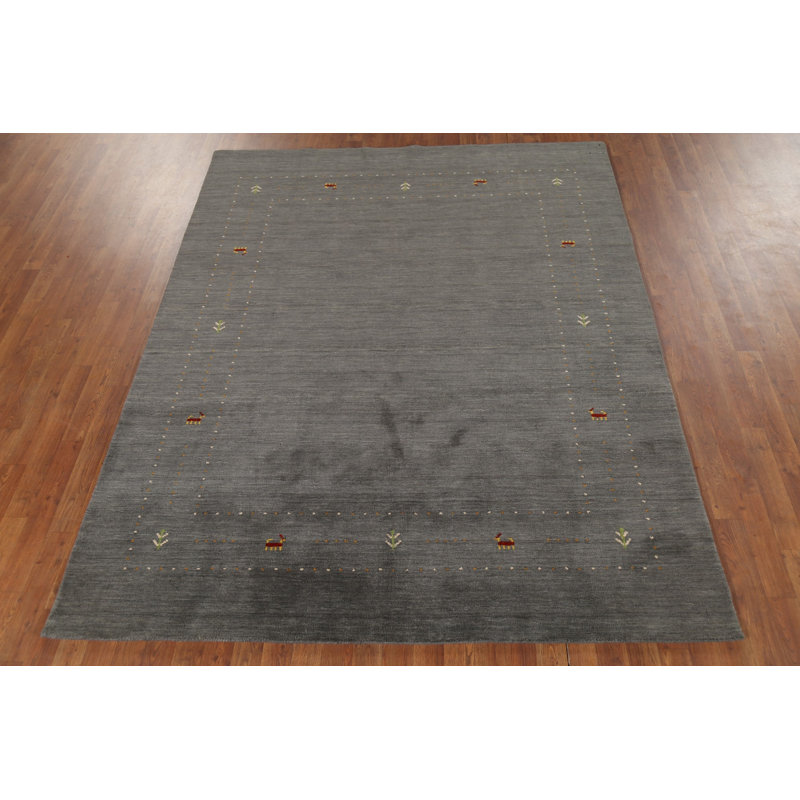 Tapis gris fait à la main Gabbeh