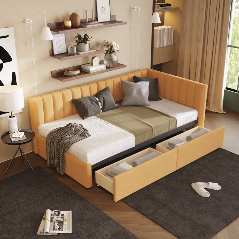 Sofa Bed Frame No Box Spring Needed, Yellow