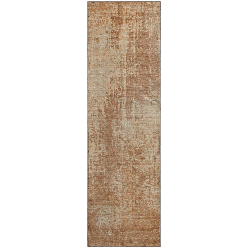 Premium Machine Washable Prisco Terracotta Rug, Runner 2'3" x 7'6"