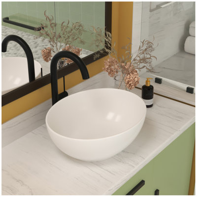 16X13 Inch White Ceramic Oval Vessel Bathroom Sink