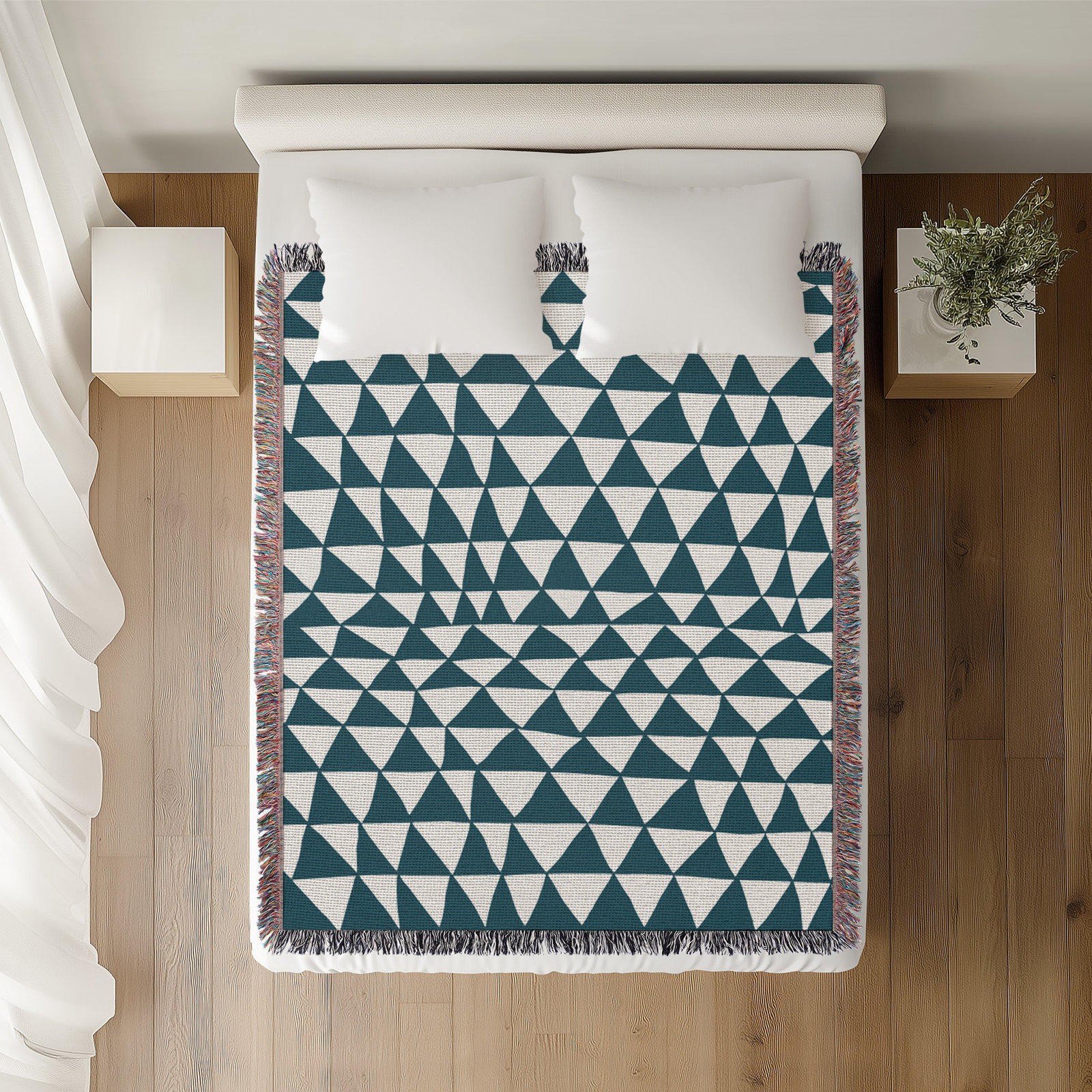 Kelia Cotton Throw Blanket, 50" x 60" – Throw, Teal