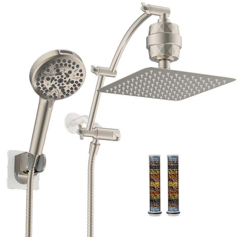 12'' Filtered Rainfall Shower Head Combo, Handheld Shower Head, 16'' Adjustable Extension Arm, 20 Stage Shower Filter, 10-Spray, 71'' Shower Hose