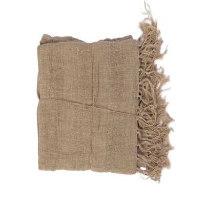 Fibre by Auskin Handwoven Linen Throw Blanket 60" L Intricate Textured Indoor Decor