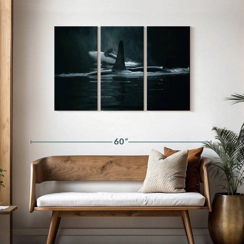 Brampt Swimming Orca Whales, 28" H x 45" W