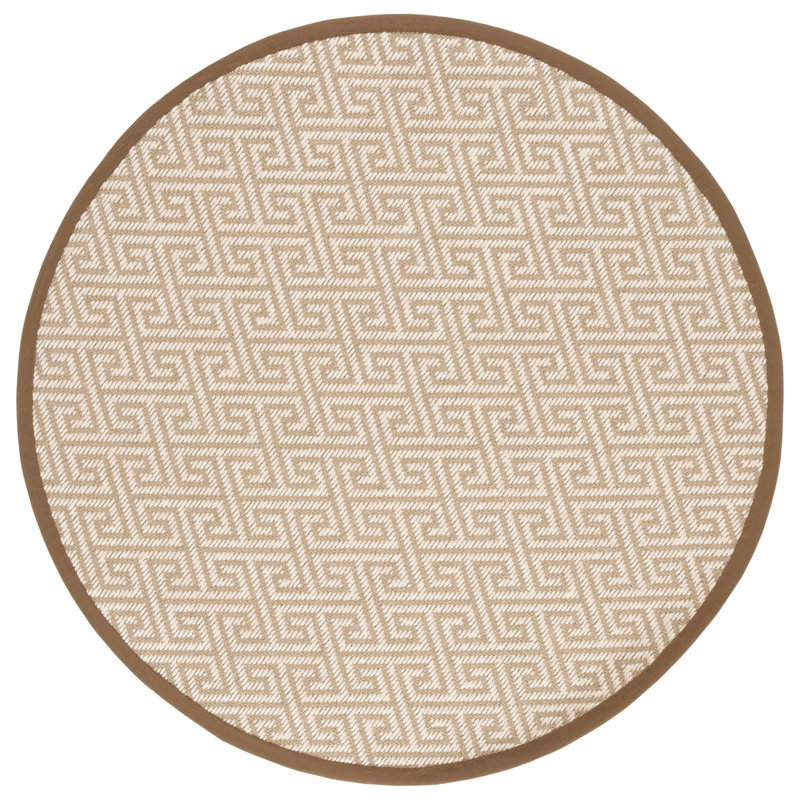 Jaquavion Sisal With Latex Geometric Rug, Round 6'