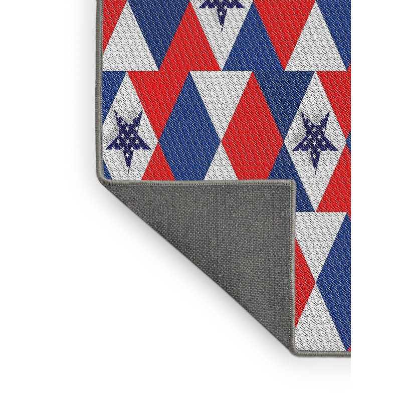 Tapis rouge/bleu tissé à la machine, Tapis de couloir 2 pi x 5 pi