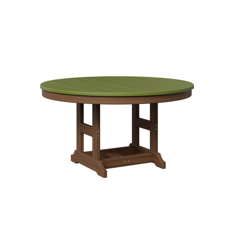 KIDS Outdoor Round Dining Table, Kiwi Green, Antique Mahogany