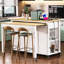 Îlot de cuisine 47 po avec table de salle à manger extensible, table de cuisine en placage de bois d'hévéa avec support de rangement interne, prise de courant, îlot de cuisine avec rangement 2 tiroirs et 2 armoires, blanc-896711714