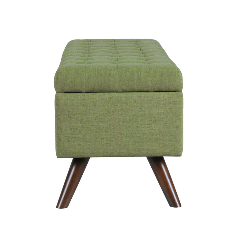 Ataru Polyester Upholstered Storage Bench, Olive Green Woven
