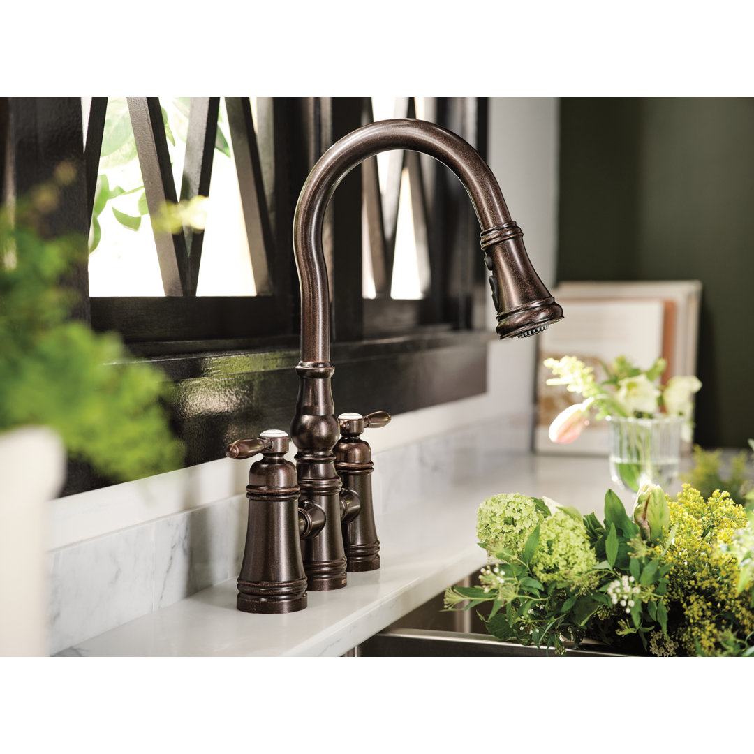 Weymouth Pull Down Touch Double Handle Kitchen Faucet Moen 