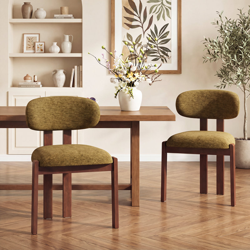 48.5 cm H Upholstered Chenille and Fabric Dining Chair, Dark Brown, Walnut