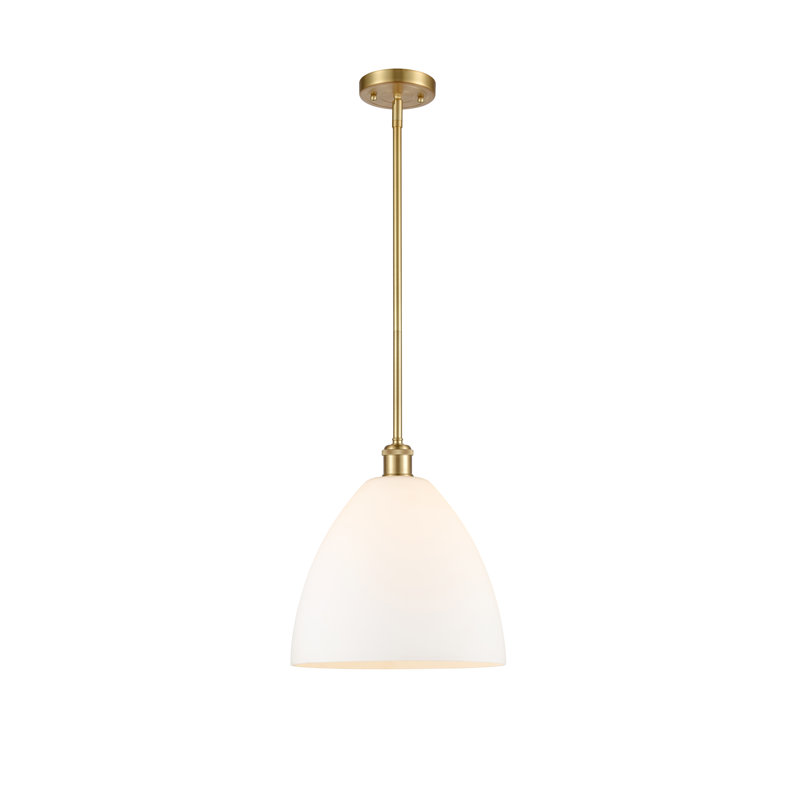 Luminaire suspendu en forme de globe à 1 lumière Alonta, Blanc mat, H 45,75 po x l 12 po x P 12 po, Or satiné