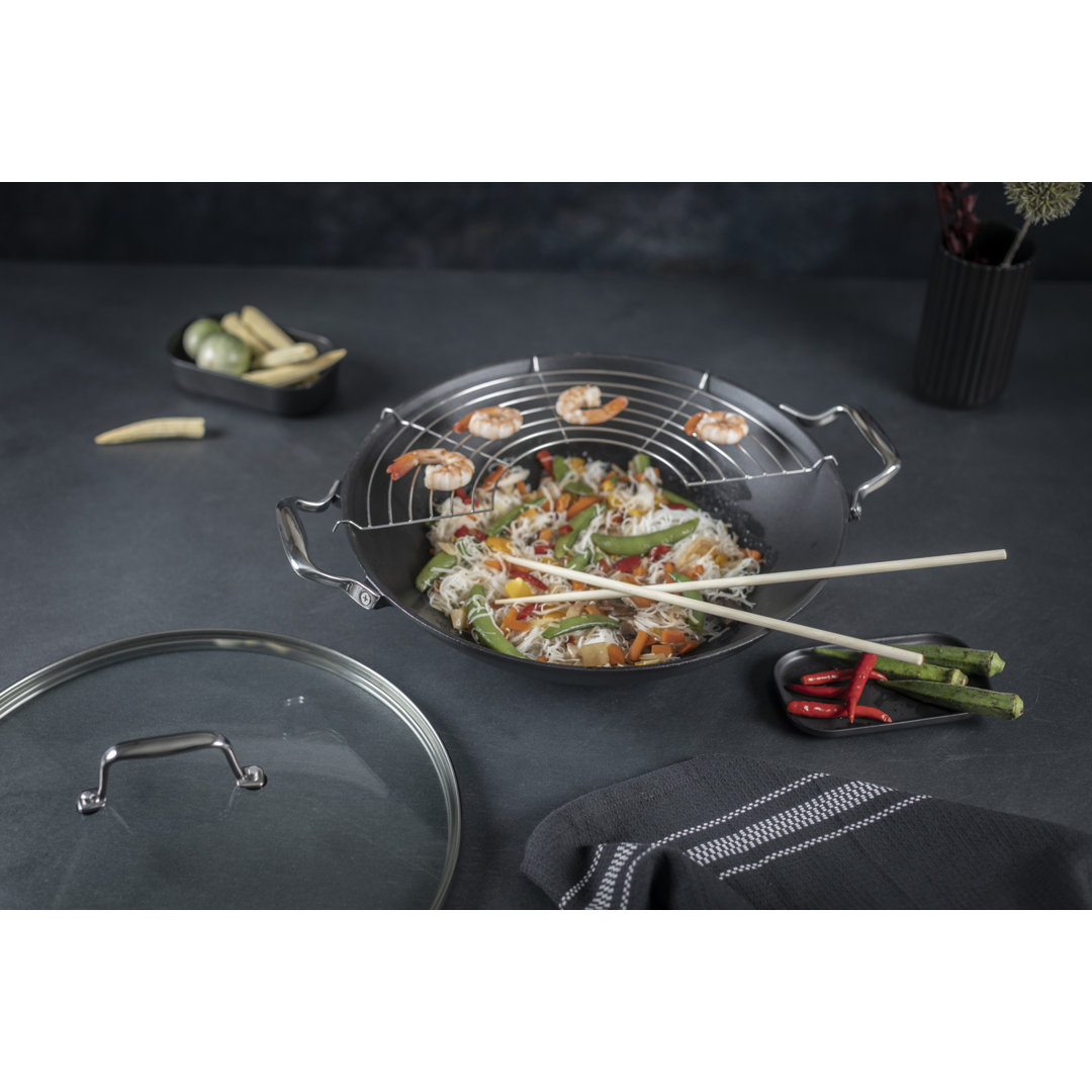 32 cm Wok Jampur aus Eisen mit Deckel