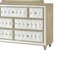 Commode large Lino avec miroir à bordure rivetée, velours capitonné ivoire