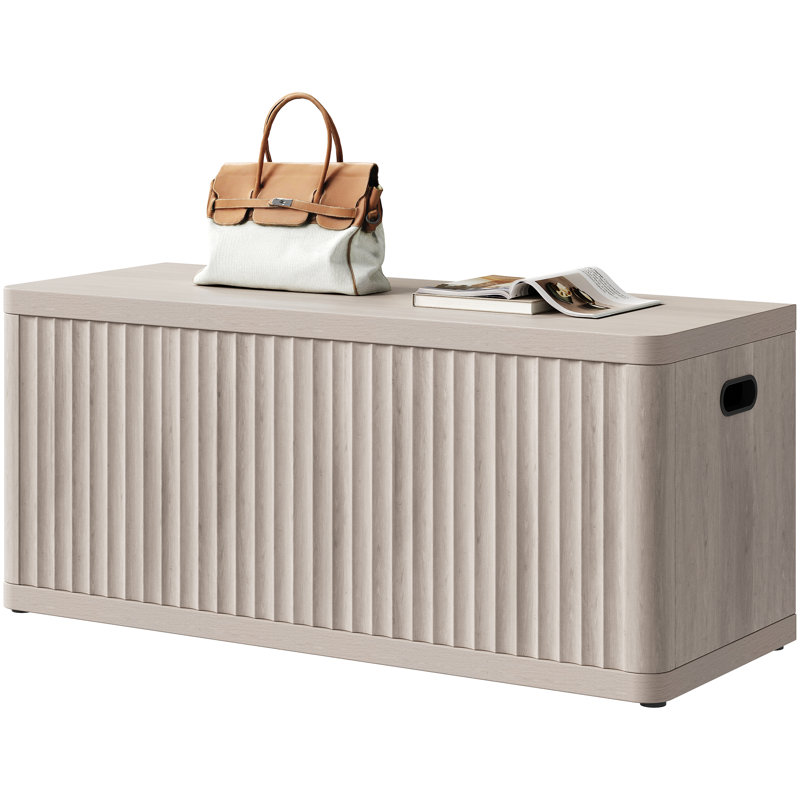 Cesiro 40.2"Modern Wood Bench, Multi-Functional With Hidden Storage, White Alder, Individual
