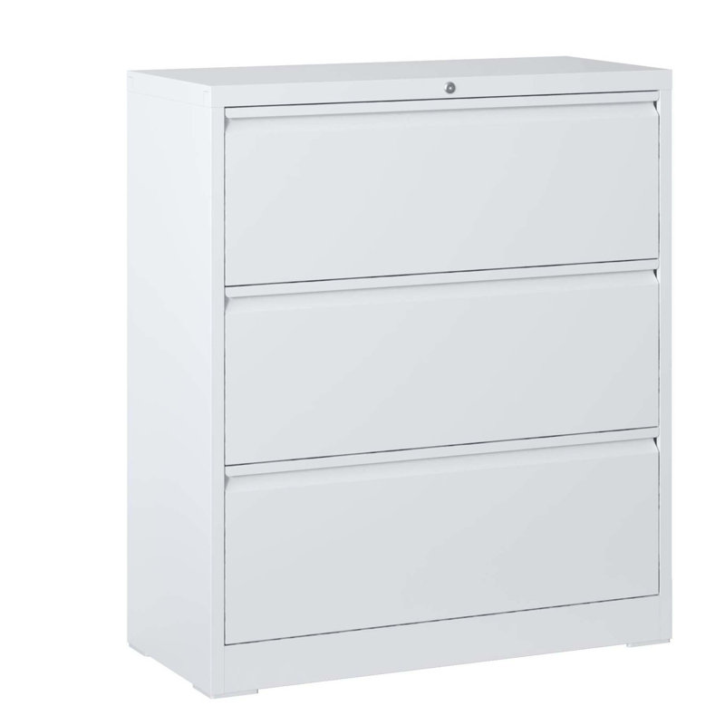 3 Metal Cabinet In White, Lockable, For Home Office Storage, Accommodates Legal/A4/F4 Size Docs, Stable & Secure 3 Drawer File With Lock, Space, Versatile