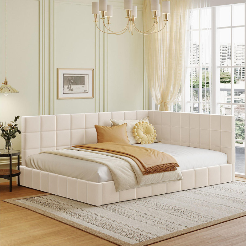 Barkha Upholstered Bed, Beige